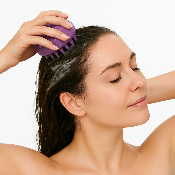 FOLIGAIN Scalp Therapy Exfoliator & Massager in Purple - FOLIGAIN EUROPE